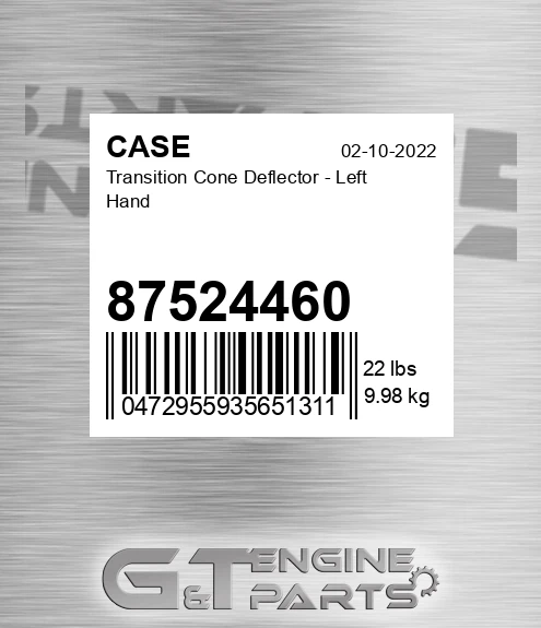 87524460 Transition Cone Deflector - Left Hand