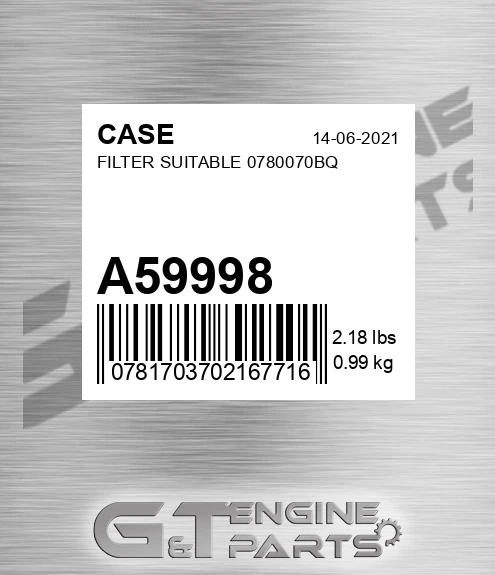 A59998 CASE Filter Suitable 0780070bq