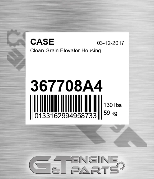367708A4 CASE Clean Grain Elevator Housing
