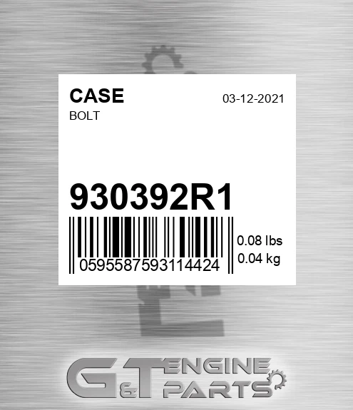 930392R1 CASE Bolt