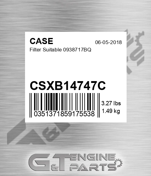 CSXB14747C Filter Suitable 0938717bq