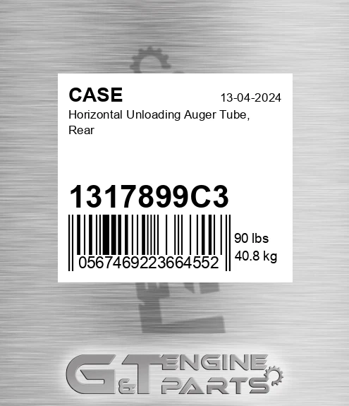 1317899C3 Horizontal Unloading Auger Tube, Rear