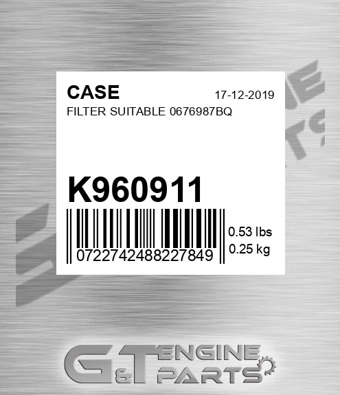 K960911 CASE Filter Suitable 0676987bq