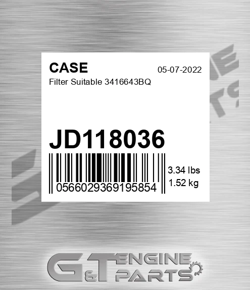 JD118036 Filter Suitable 3416643bq