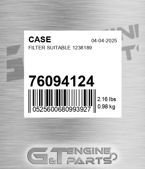 76094124 CASE Filter Suitable 1238189
