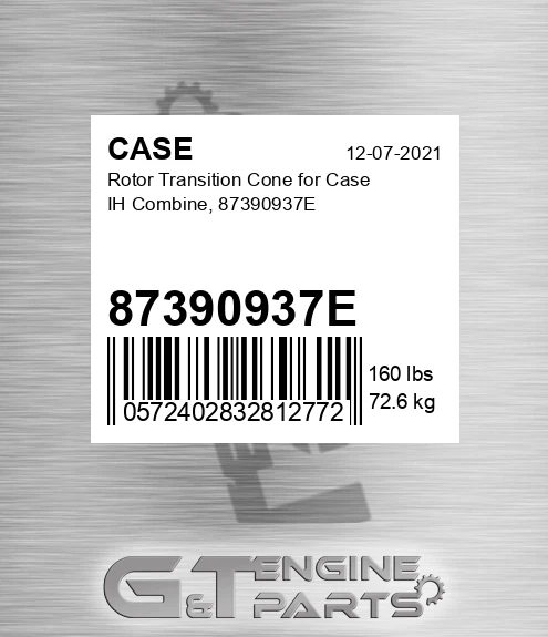 87390937E Rotor Transition Cone For Ih Combine,