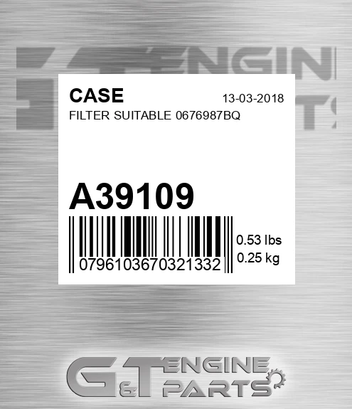 A39109 CASE Filter Suitable 0676987bq