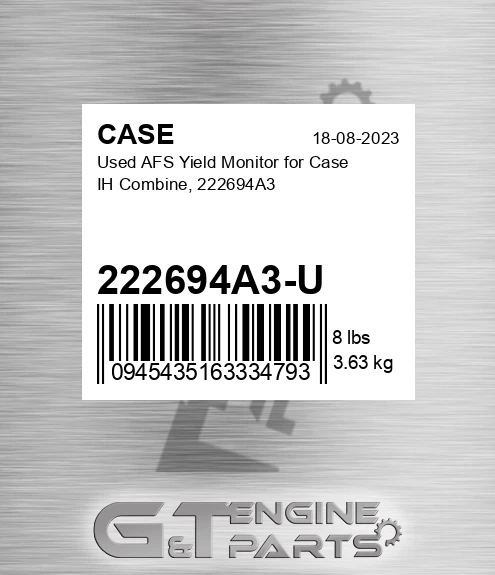 222694A3-U Used Afs Yield Monitor For Ih Combine, 222694a3