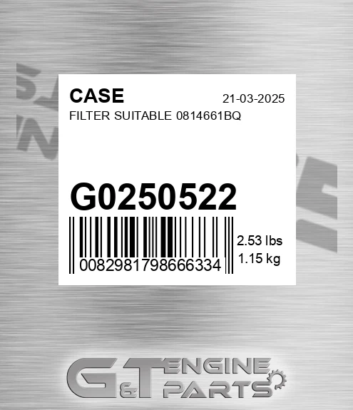 G0250522 Filter Suitable 0814661bq