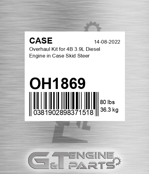 OH1869 Overhaul Kit For 4b 3.9l Diesel Engine In Skid Steer