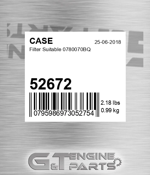 52672 CASE Filter Suitable 0780070bq