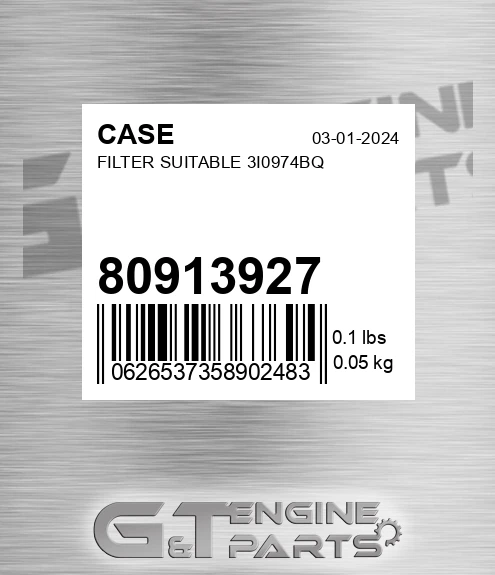 80913927 Filter Suitable 3i0974bq