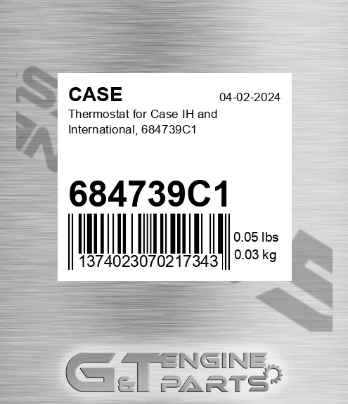 684739C1 CASE Thermostat For Case Ih And International,