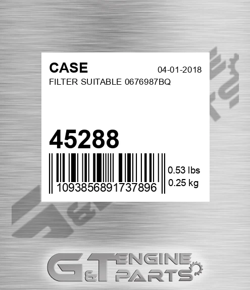 45288 CASE Filter Suitable 0676987bq