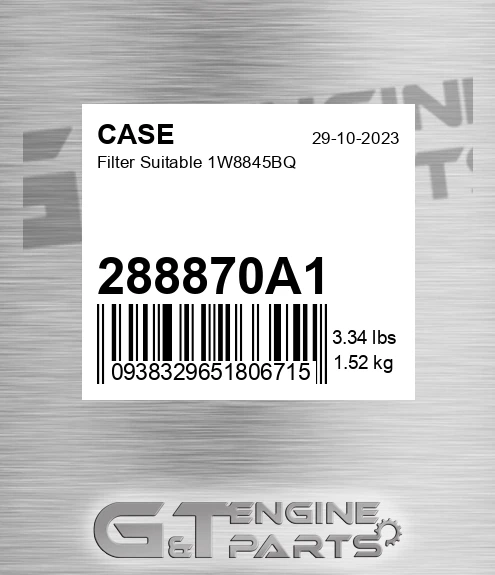 288870A1 Filter Suitable 1w8845bq
