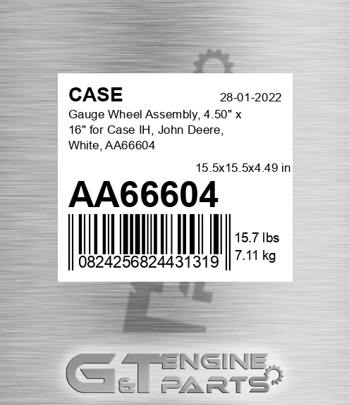 AA66604 Gauge Wheel Assembly, 4.50" X 16" For Ih, John Deere, White,