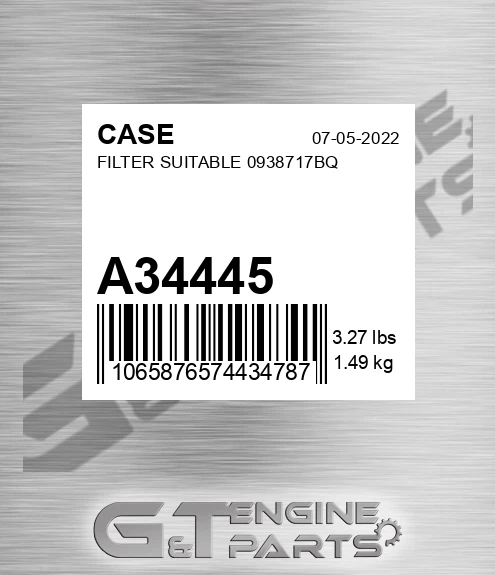 A34445 CASE Filter Suitable 0938717bq