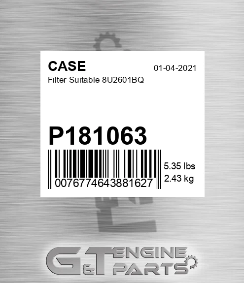 P181063 Filter Suitable 8u2601bq