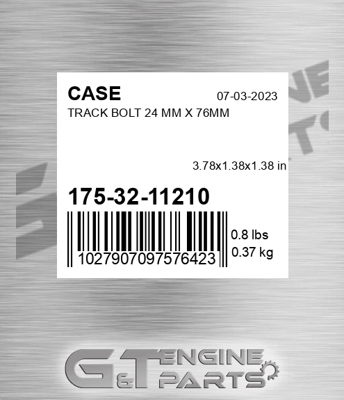 175-32-11210 CASE Track Bolt 24 Mm X 76mm