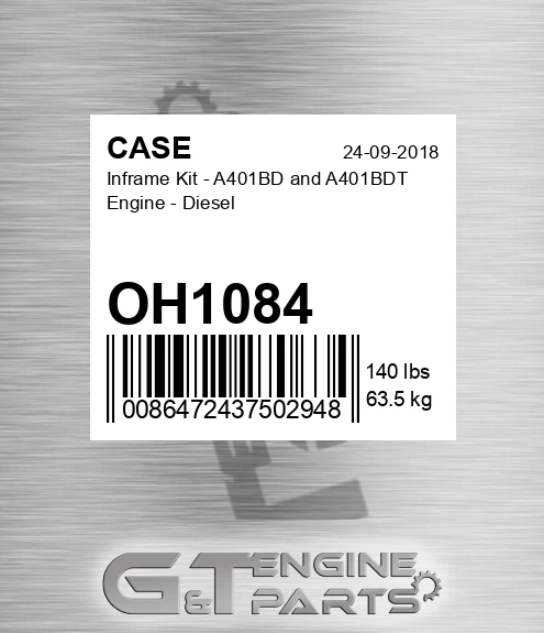 OH1084 CASE Inframe Kit - A401bd And A401bdt Engine - Diesel