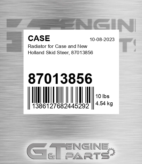 87013856 Radiator For And New Holland Skid Steer,