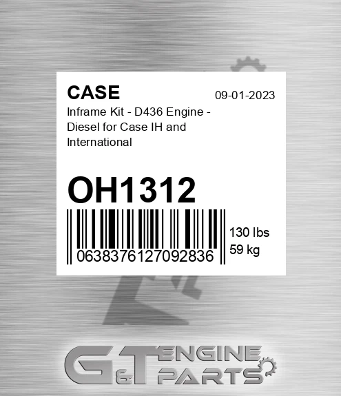 OH1312 Inframe Kit - D436 Engine - Diesel For Ih And International
