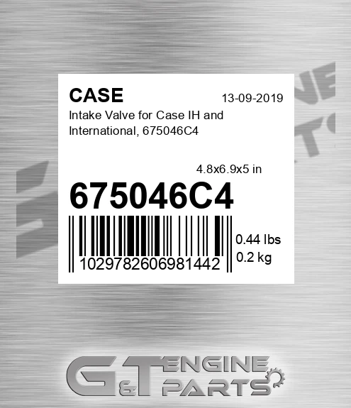 675046C4 Intake Valve For Ih And International,