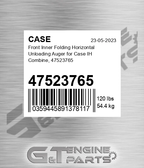 47523765 Front Inner Folding Horizontal Unloading Auger For Ih Combine,
