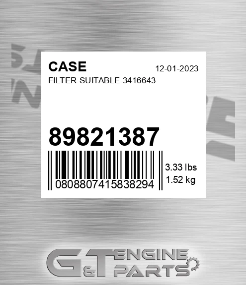 89821387 CASE Filter Suitable 3416643