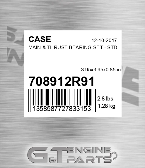 708912R91 Main & Thrust Bearing Set - Std