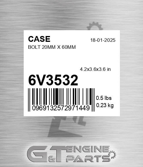 6V3532 Bolt 20mm X 60mm