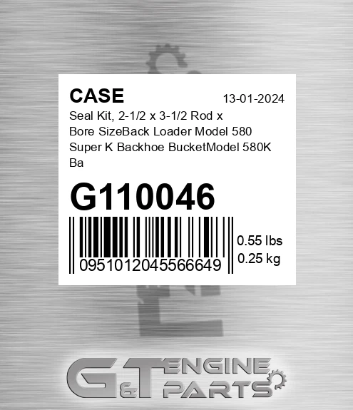 G110046 Seal Kit, 2-1/2 X 3-1/2 Rod X Bore Sizeback Loader Model 580 Super K Backhoe Bucketmodel 580k Backhoe Bucket