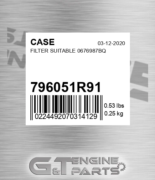796051R91 CASE Filter Suitable 0676987bq