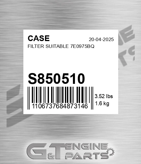 S850510 Filter Suitable 7e0975bq