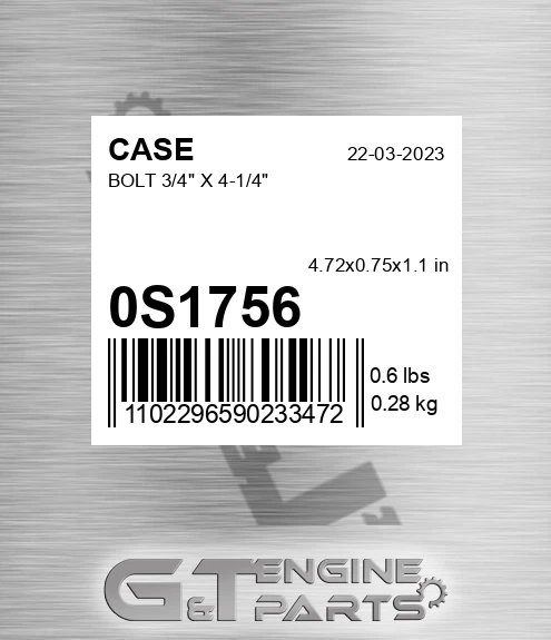 0S1756 CASE Bolt 3/4" X 4-1/4"
