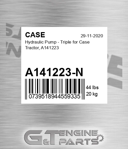 A141223-N Hydraulic Pump - Triple For Tractor, A141223 for CASE