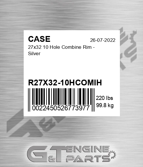 R27X32-10HCOMIH CASE 27x32 10 Hole Combine Rim - Silver