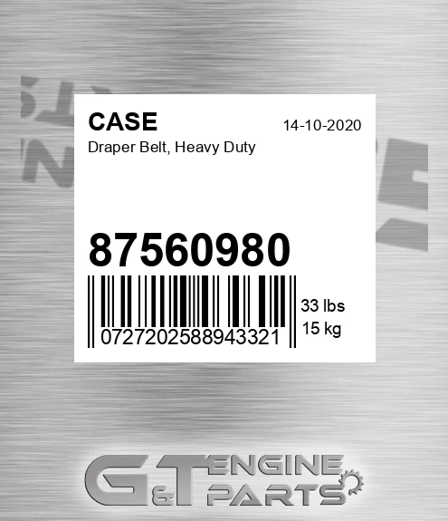 87560980 CASE Draper Belt, Heavy Duty