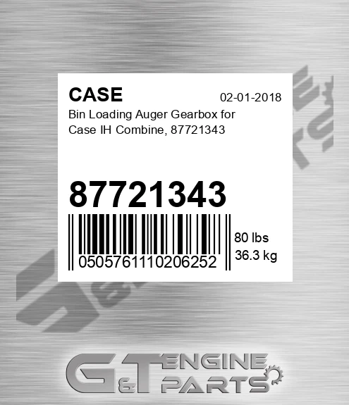 87721343 CASE Bin Loading Auger Gearbox For Case Ih Combine,