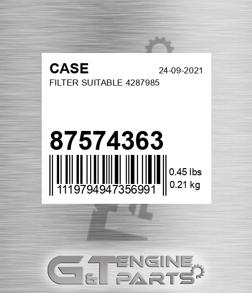 87574363 Filter Suitable 4287985