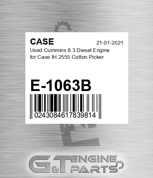 E-1063B CASE Used Cummins 8.3 Diesel Engine For Case Ih 2555 Cotton Picker