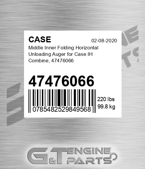 47476066 Middle Inner Folding Horizontal Unloading Auger For Ih Combine,
