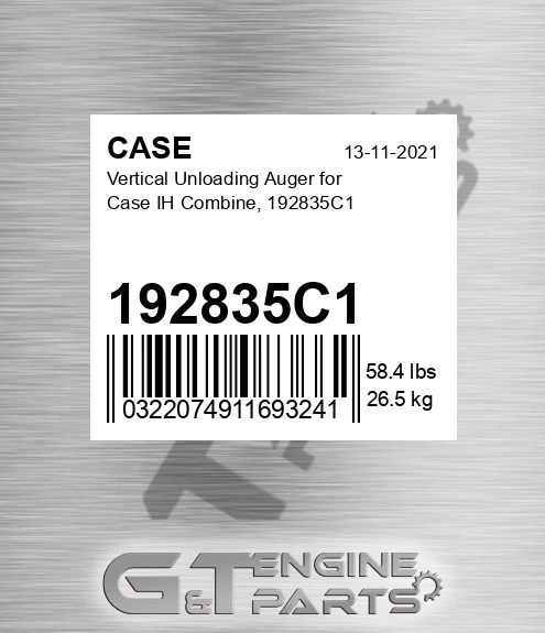 192835C1 CASE Vertical Unloading Auger For Case Ih Combine,