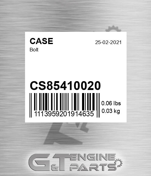 CS85410020 Bolt for CASE