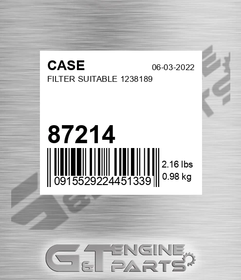 87214 Filter Suitable 1238189