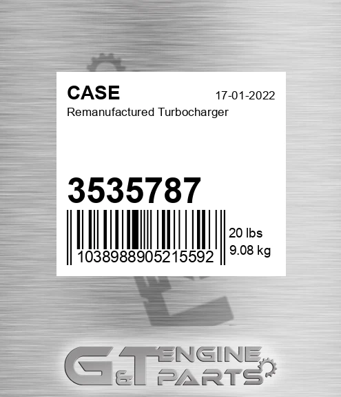 3535787 CASE Remanufactured Turbocharger