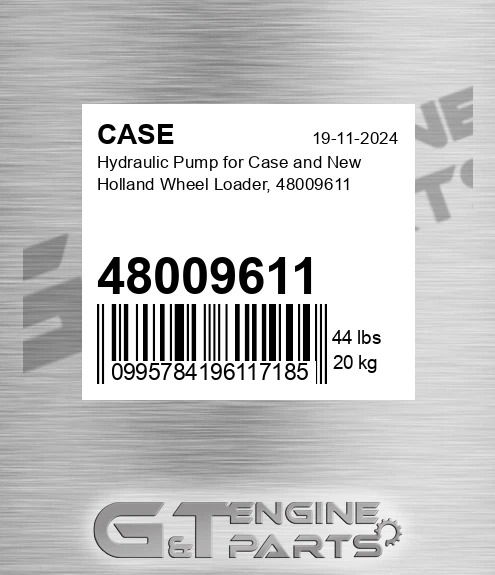 48009611 CASE Hydraulic Pump For Case And New Holland Wheel Loader,