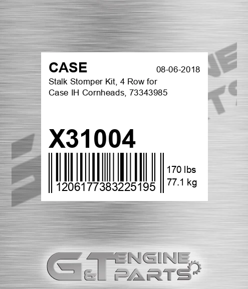 X31004 CASE Stalk Stomper Kit, 4 Row For Case Ih Cornheads, 73343985