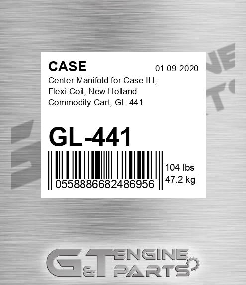 GL-441 Center Manifold For Ih, Flexi-coil, New Holland Commodity Cart,