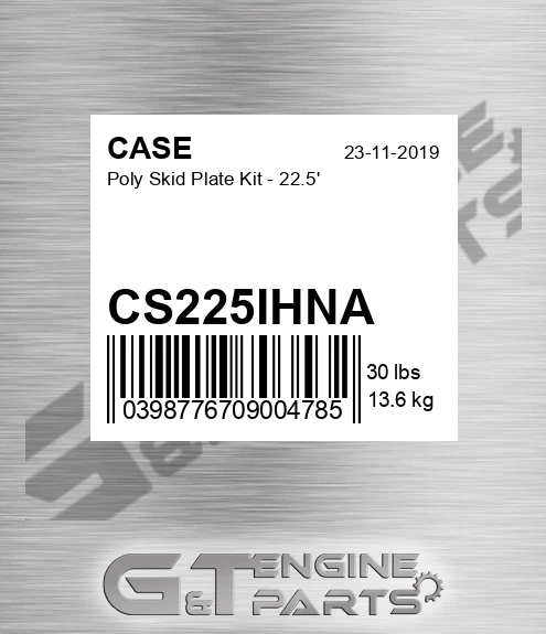 CS225IHNA CASE Poly Skid Plate Kit - 22.5'